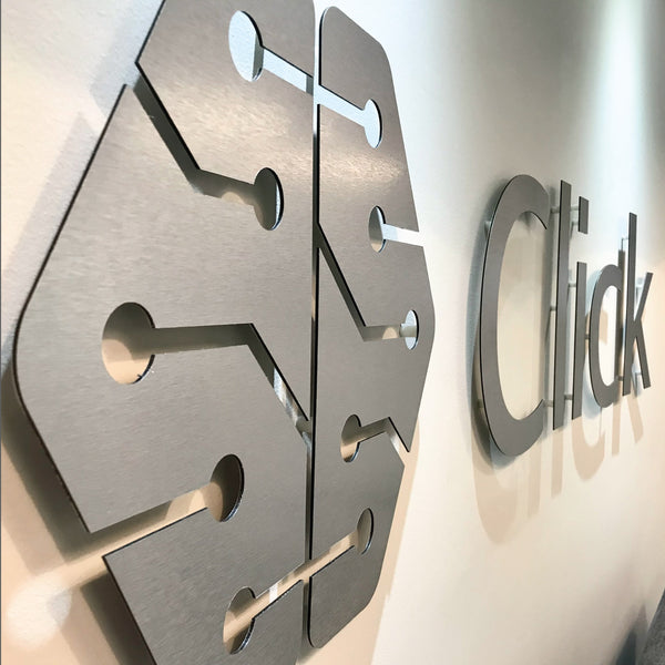 3D Brushed Metal Logo Sign