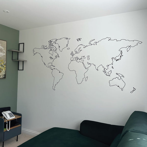 outline world map wall sticker