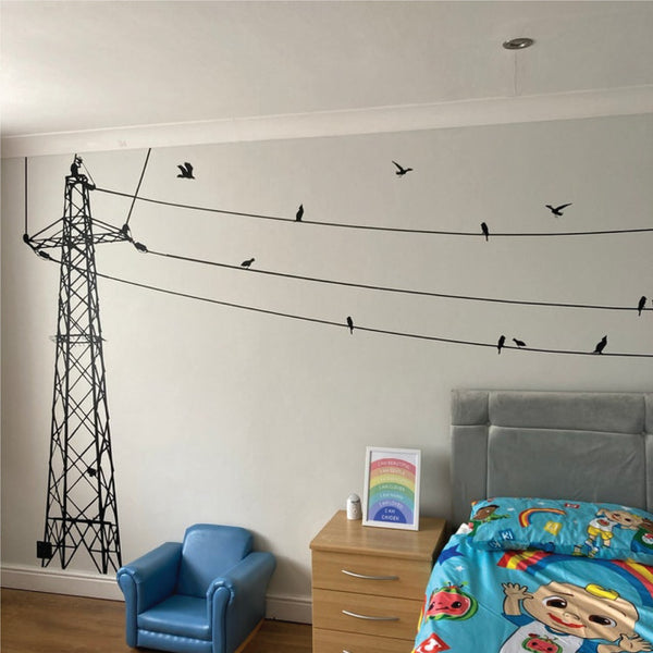 electric pylon powerline wall sticker