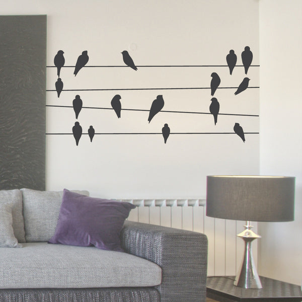 Birds On Wires Wall Vinyl By Wallboss