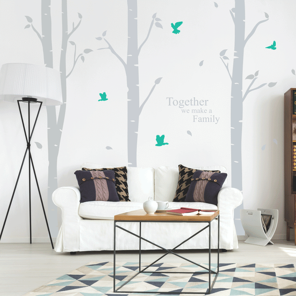 birch Trees With Birds And A Quote