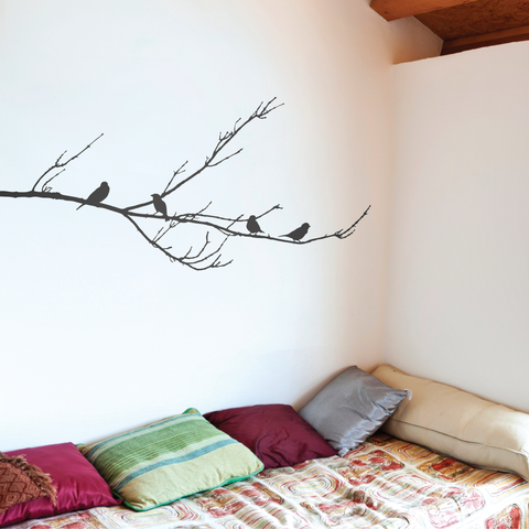 Branch With Sparrows Wall Sticker