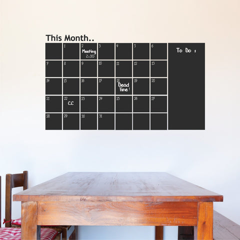Chalkboard Calendar Wall Sticker