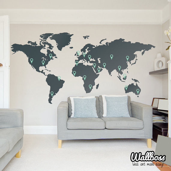 World Map Wall Decal Sticker