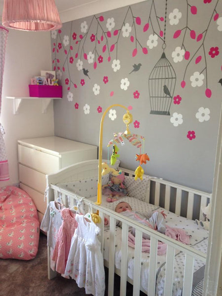 Nursery Hanging Blossom Branches Wall Sticker