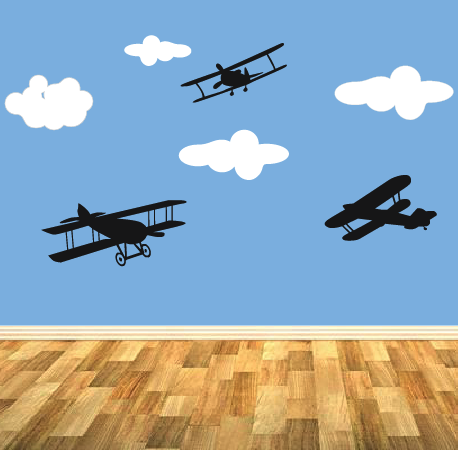 Planes And Clouds Wall Stickers