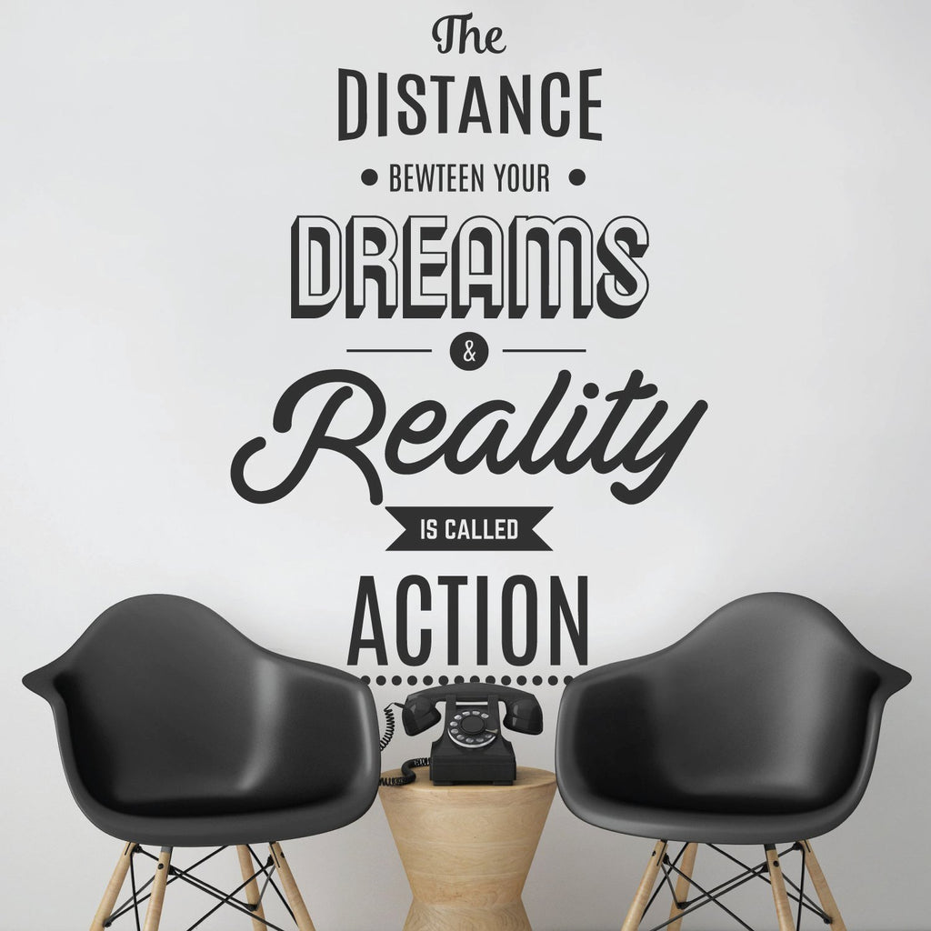 Runtoo Inspirational Quote Wall Decals - Black Vinyl Lettering With Vines & Butterflies, For Living Room, Bedroom, Office
