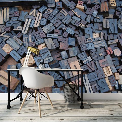 Typography Letterpress Wall Mural