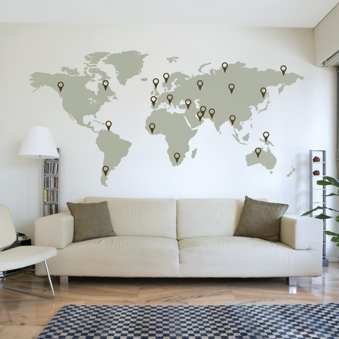 Large World Map Wall Decal
