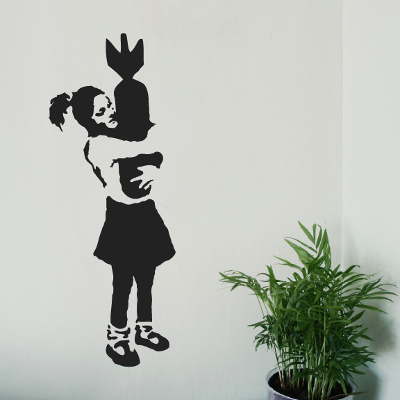 Banksy Girl Bomb Hugger Wall Sticker