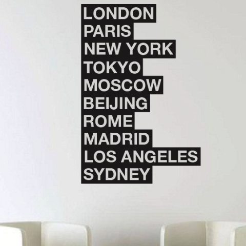 10 cities of the world uk wall sticker