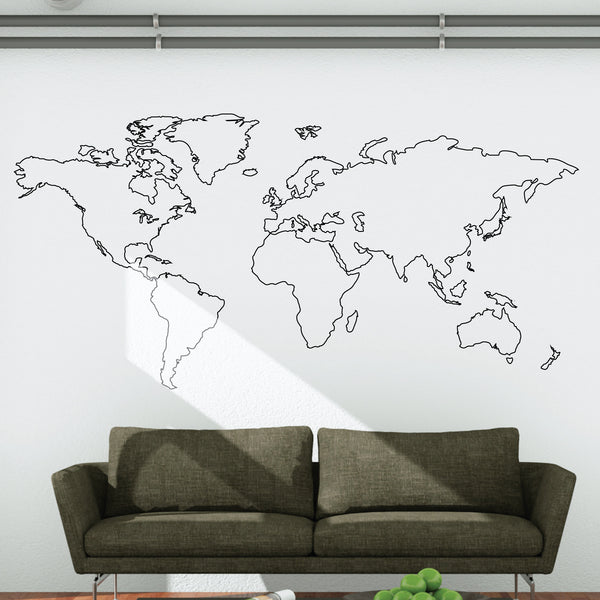 World Map Outline Wall Decal